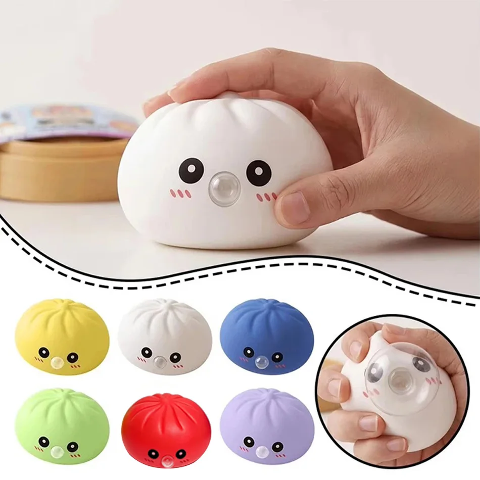 Jouet souffleur de bulles Dumpling Squishies, Ensemble de Dumpling Squishies avec cuiseur vapeur, Nouveaux Squishies souffleurs