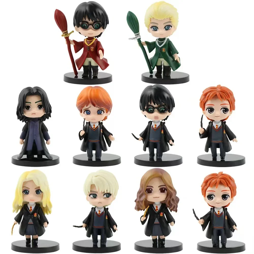 10Pcs/Set Harry Potters Figures Anime Q Version PVC Doll Toys Movies Car Cake Decoration Children Birthday Christmas Gift