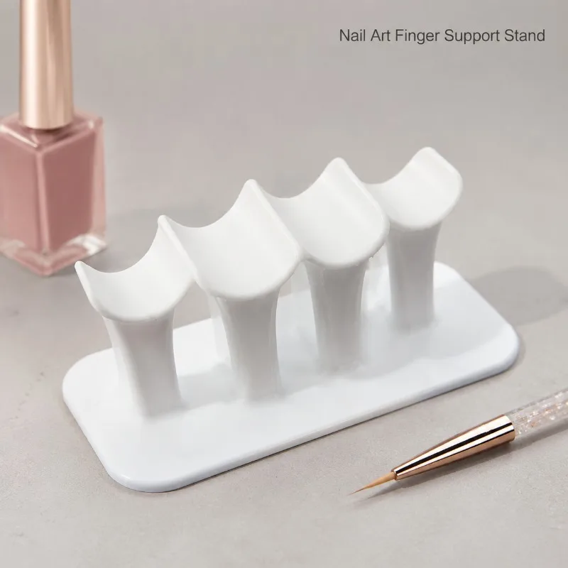 3D Printed Nail Art Finger Support Stand 4 Slots Ergonomic Nail Hand Rest Stable Base Manicure Holder for Nail Salon & Home DIY