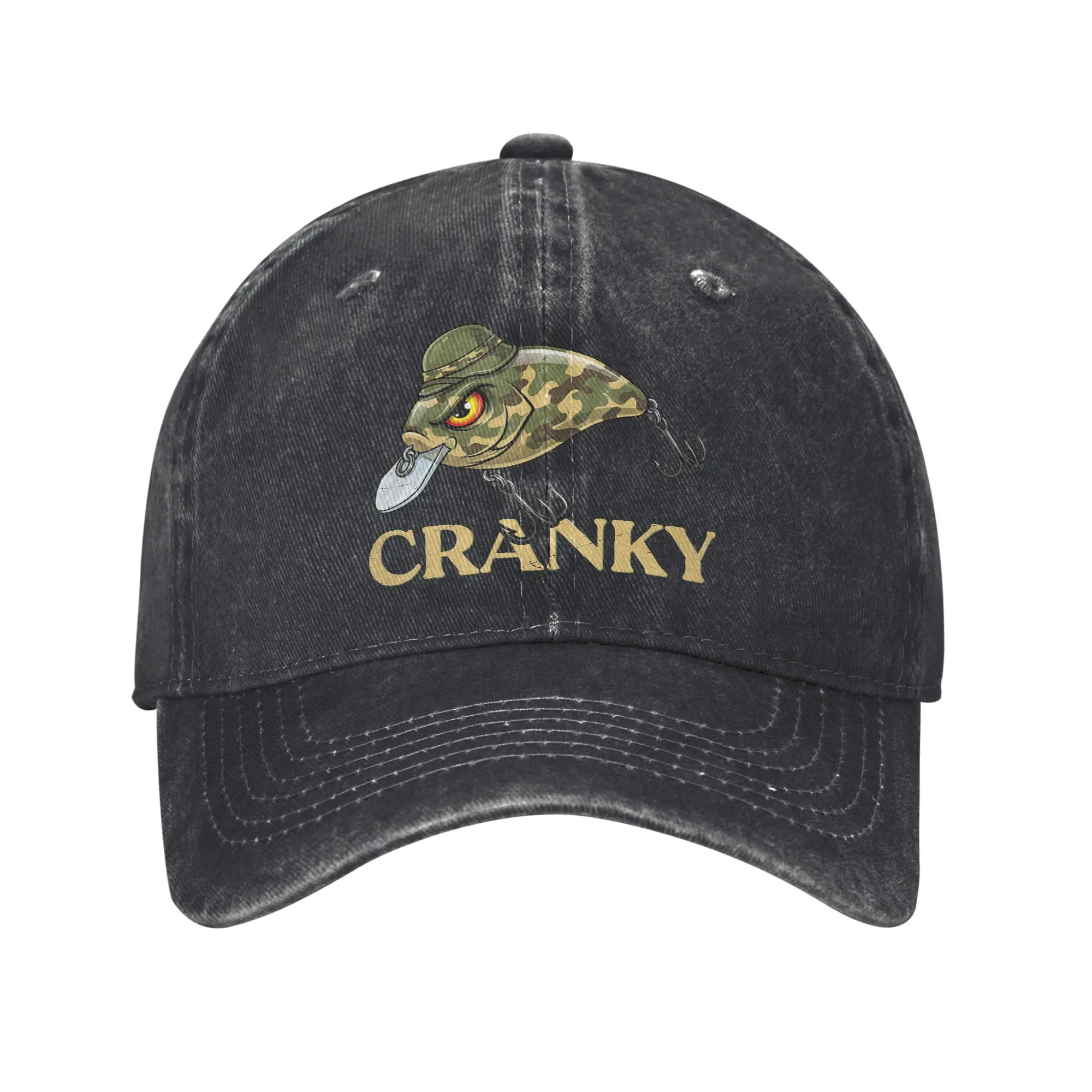 Cranky Funny Crankbait Fishing Lure Camouflage Fathers Day Casual Baseball Cap For Men Adult Summer  Hunting Camping Trucker Hat