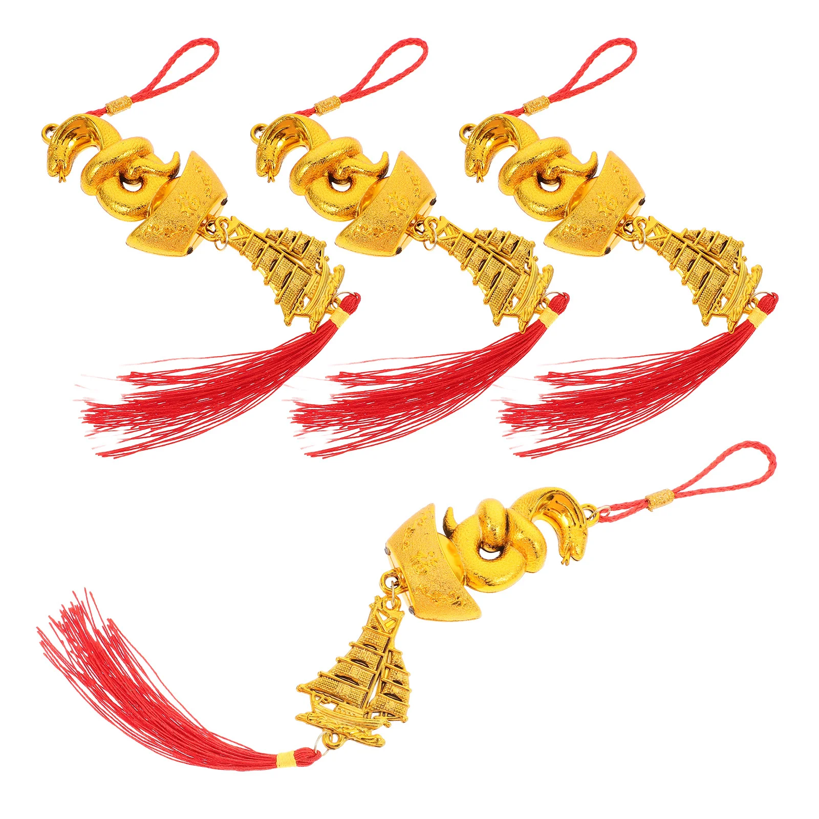 4 pezzi di ciondolo anno serpente per festival di primavera, capodanno cinese, decorazione da appendere per albero di casa, ufficio, ornamento con nappa per interni ed esterni