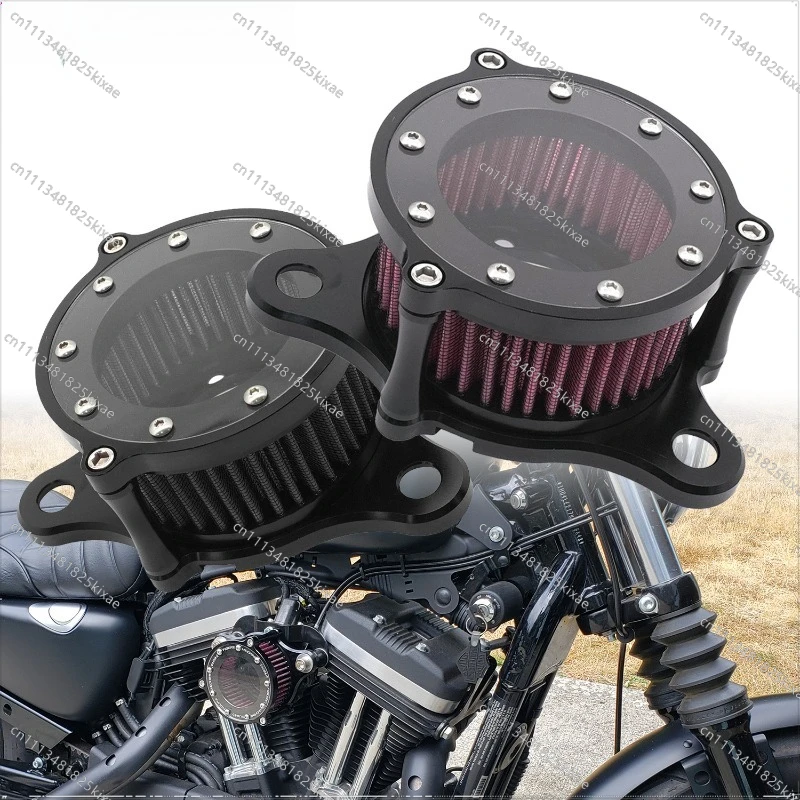 For Motorcycle Modification Accessories Air Filter Intake XL883 1200 CNC Aluminum Retro Transparent Air Filter