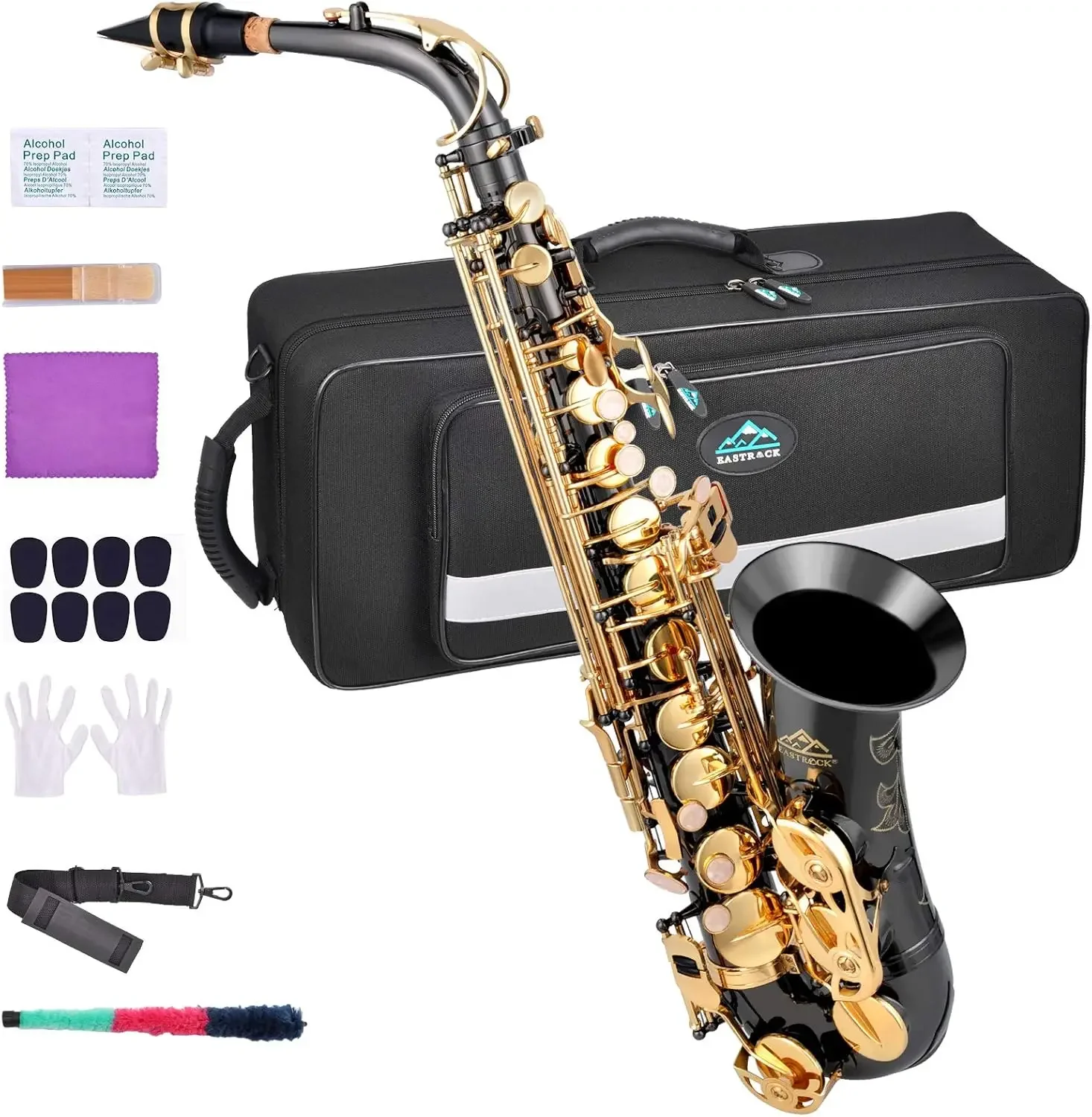 Nickel/Golden Alto Saxophone E Flat Sax Full Kit for Students Beginner with Carrying Case,Mouthpiece,Mouthpiece C