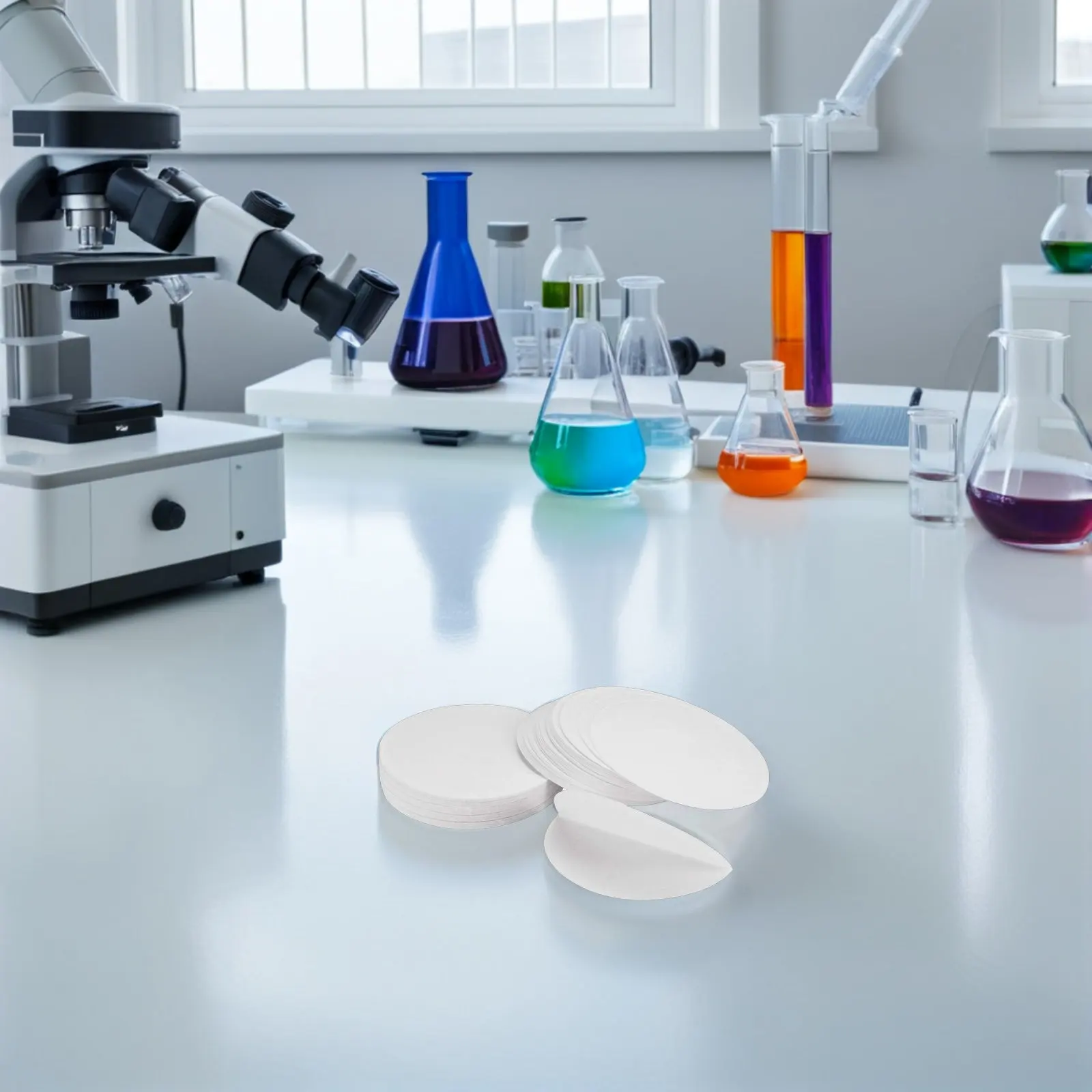 300Pcs Laboratory Filter Paper Qualitative Circles Fast Filtration Chemistry Experiments Industrial Testing Scientific Analysis