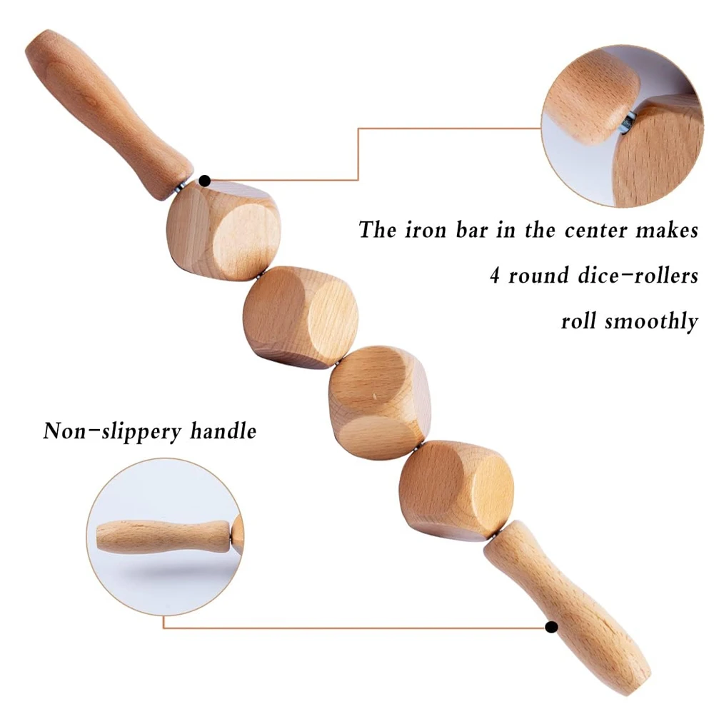 Wooden Cube Massage Roller Stick Anti Cellulite Lymphatic Drainage Massager, Maderoterapia Colombiana, Body Muscle Pain Relief