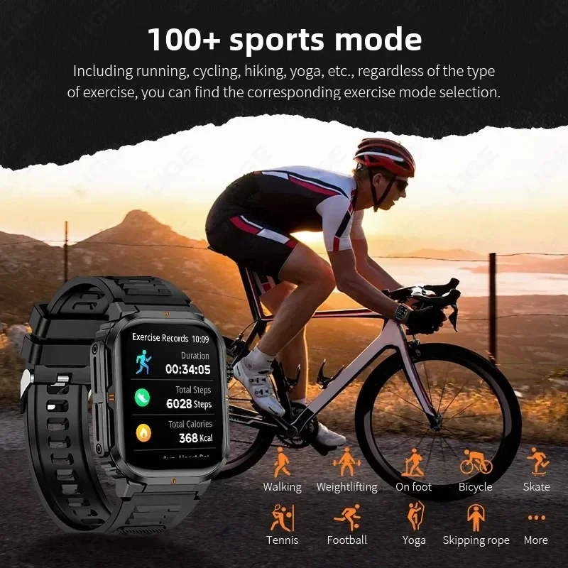 2025New For Xiaomi Men Smart Watch 3ATM Waterproof Military Sport Fitness Women Smart Bracelet Blood Pressure Monitor Smartwatch