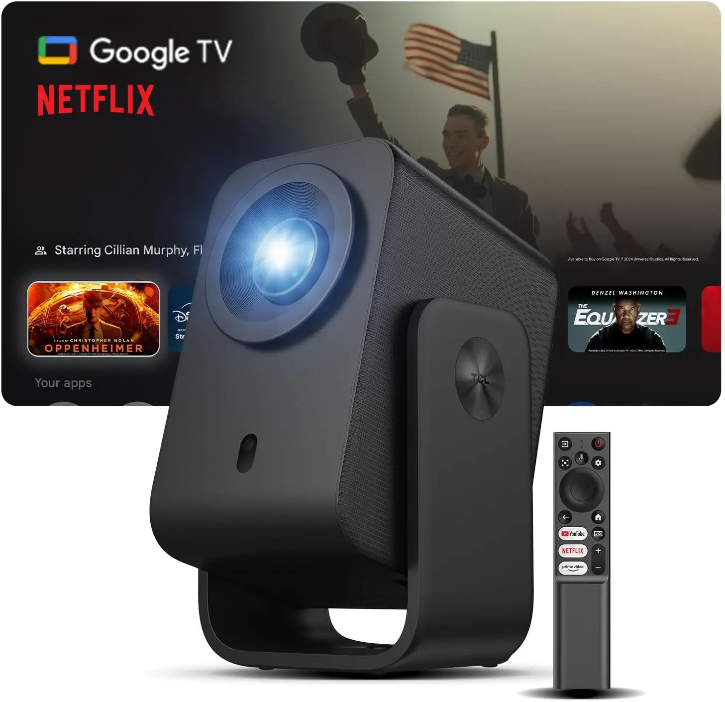 

Smart 4K Projector with Google TV & Netflix, Auto Focus, Portable Design for Home Theater
