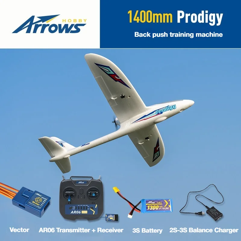 Blue Arrow Model 1400mm Prodigy Outdoor Foam Glider Fixed Wing Assembled Electric Remote Control Model Airplane RTF With Vector