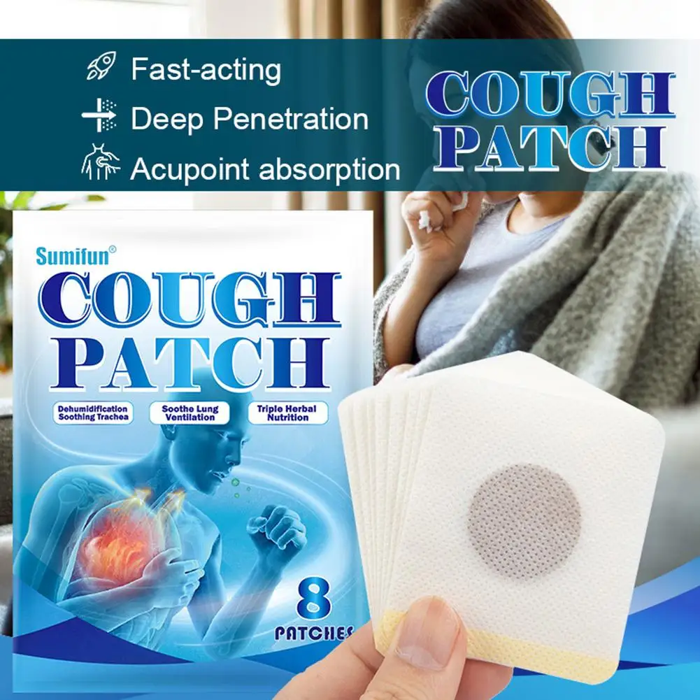 8pcs Cough Patch Asthma Cold Sore Throat Pneumonia Chinese Herbal Sticker Excessive Phlegm Anti-Itching Medical Plaster