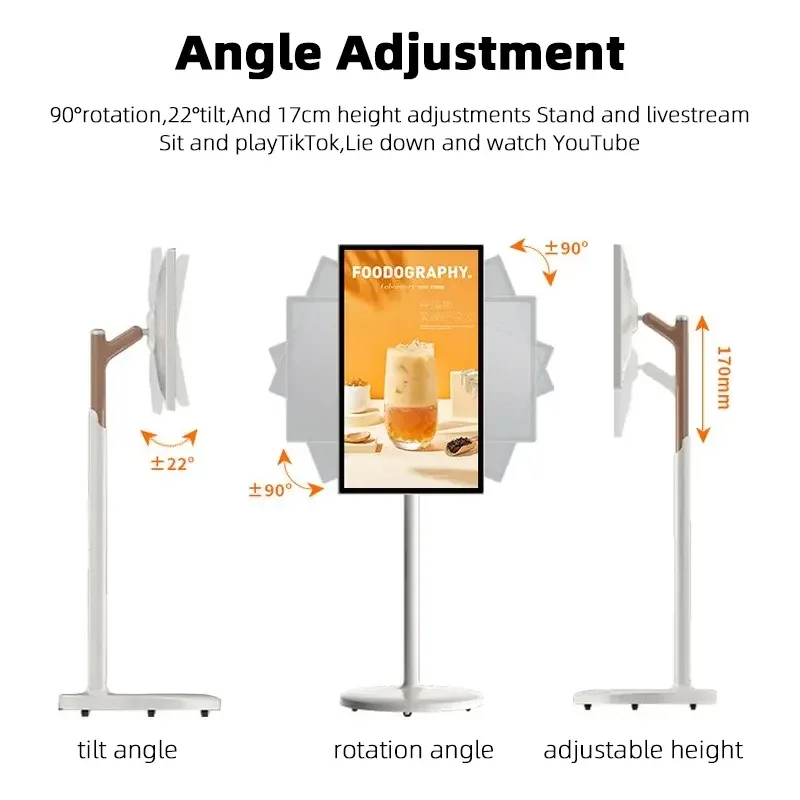 23.8inch Movable Digital Signage and Display Advertising Display Touch Screen Portable Tv Lcd Smart Screen Digital Stand Display