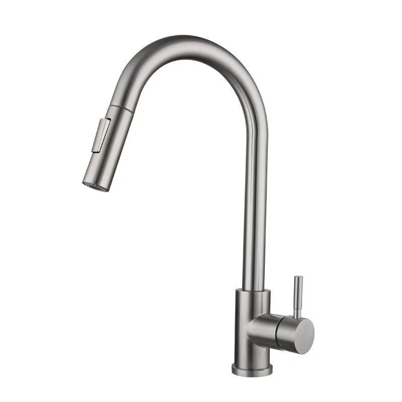 Black Kitchen Faucet Two Function Single Handle Pull Out Mixer  Hot and Cold Water Taps Deck Mounted