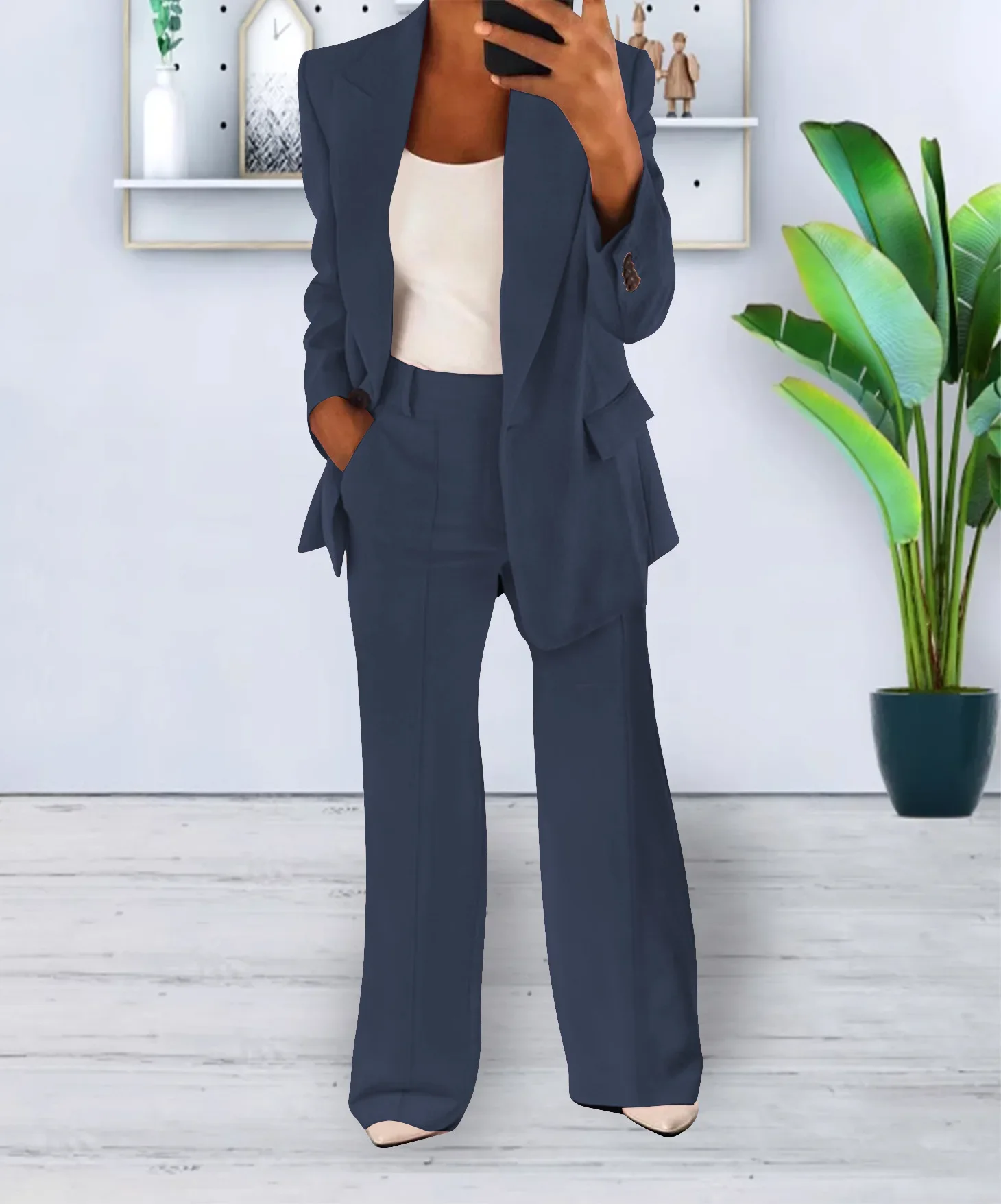 Damen Blazer und Hose zweiteiliges Set Mode vielseitige lässige Langarm Anzug Jacke und Hose weiblich 2023 Herbst/Winter