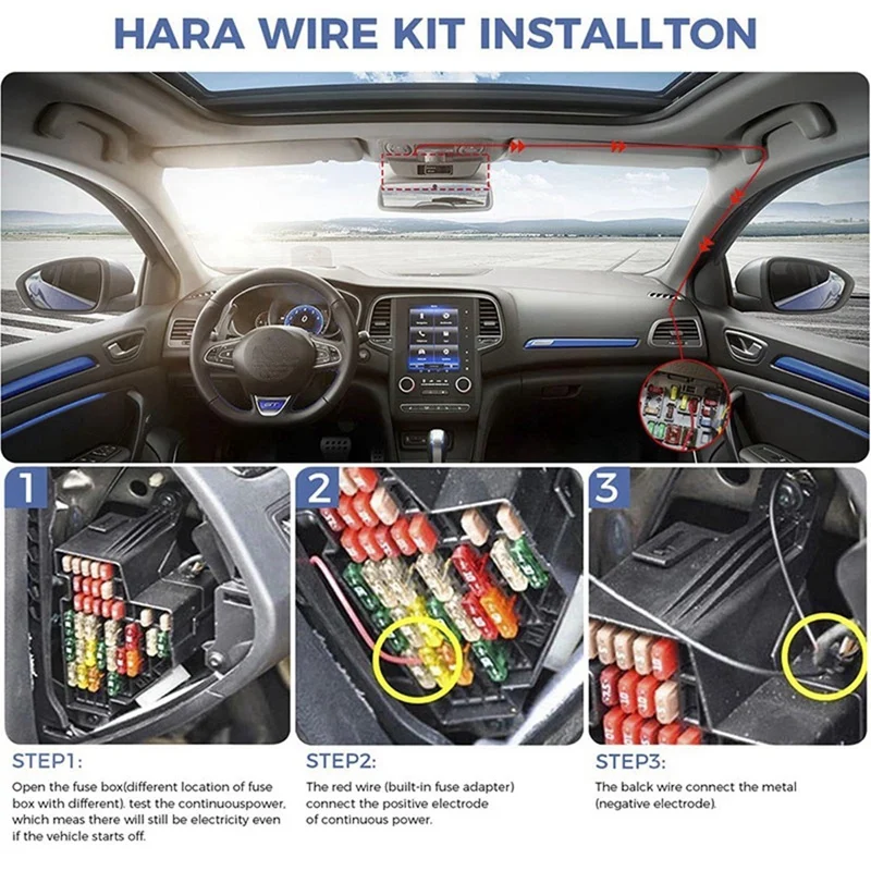 12/24V To 5V Car Dash Cam Wire 3.2M Mirror DVR Hardwire Cable Kit Video Recorder Mini Micro-USB Charger Line