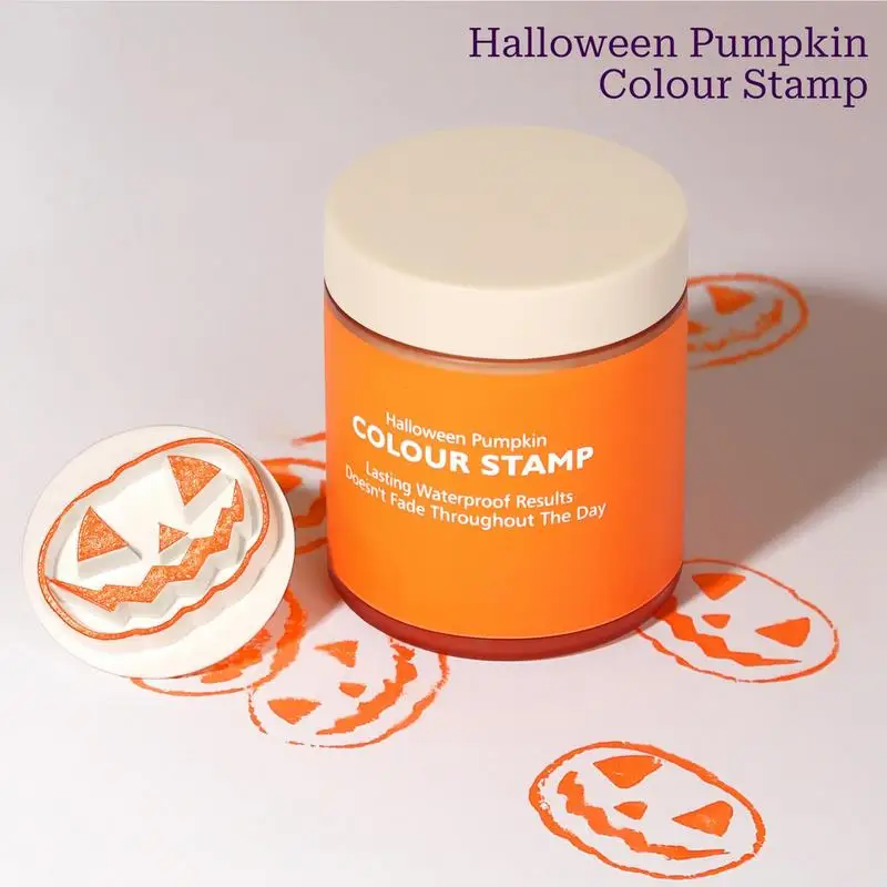 Gezicht Kleur Stempel Luchtkussen Voor Gezicht Waterdicht & Zweetbestendig Kleur Schmink Halloween Pompoen Stempel Matte Tijdelijke Stempel