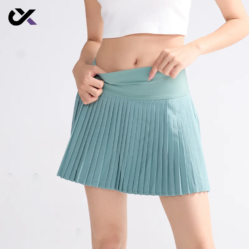 

Yoga High Waist Pleated Skirt Summer Solid Color Tennis Running Breathable Quick Drying Golf Skirt Fashion Sports Women Fitness