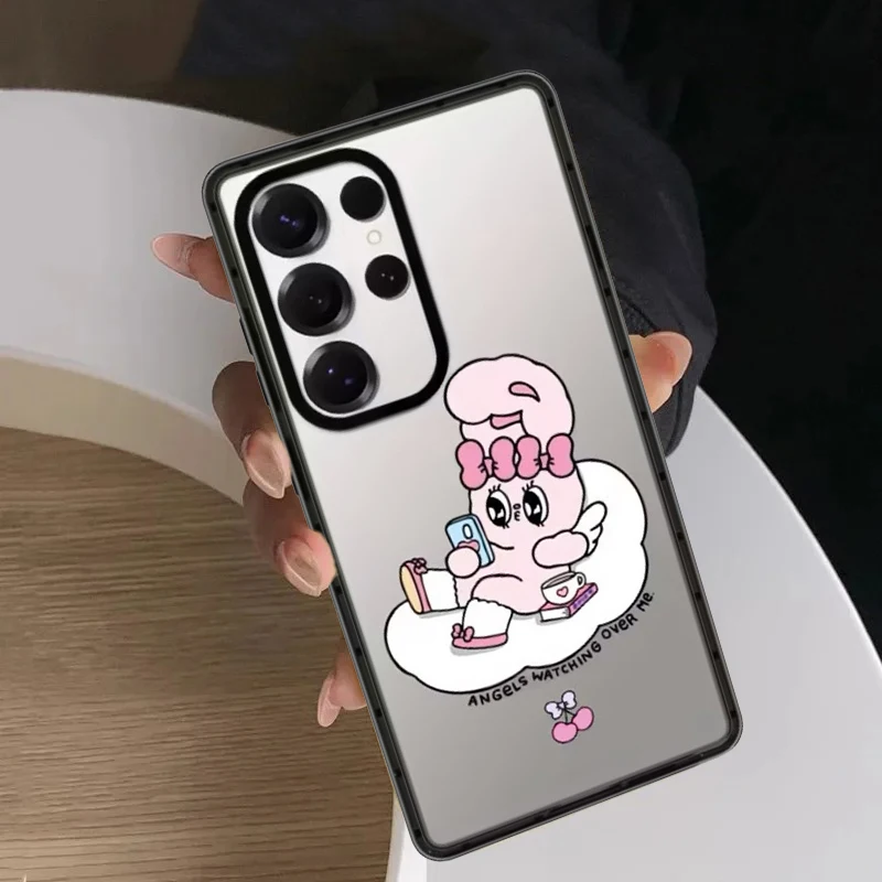 

Cute Leisurely Rabbit Acrylic Black Border Case for Samsung Galaxy S26 S25 S24 S23 Ultra S26U S24+ S25+ S26 Plus Protective Case