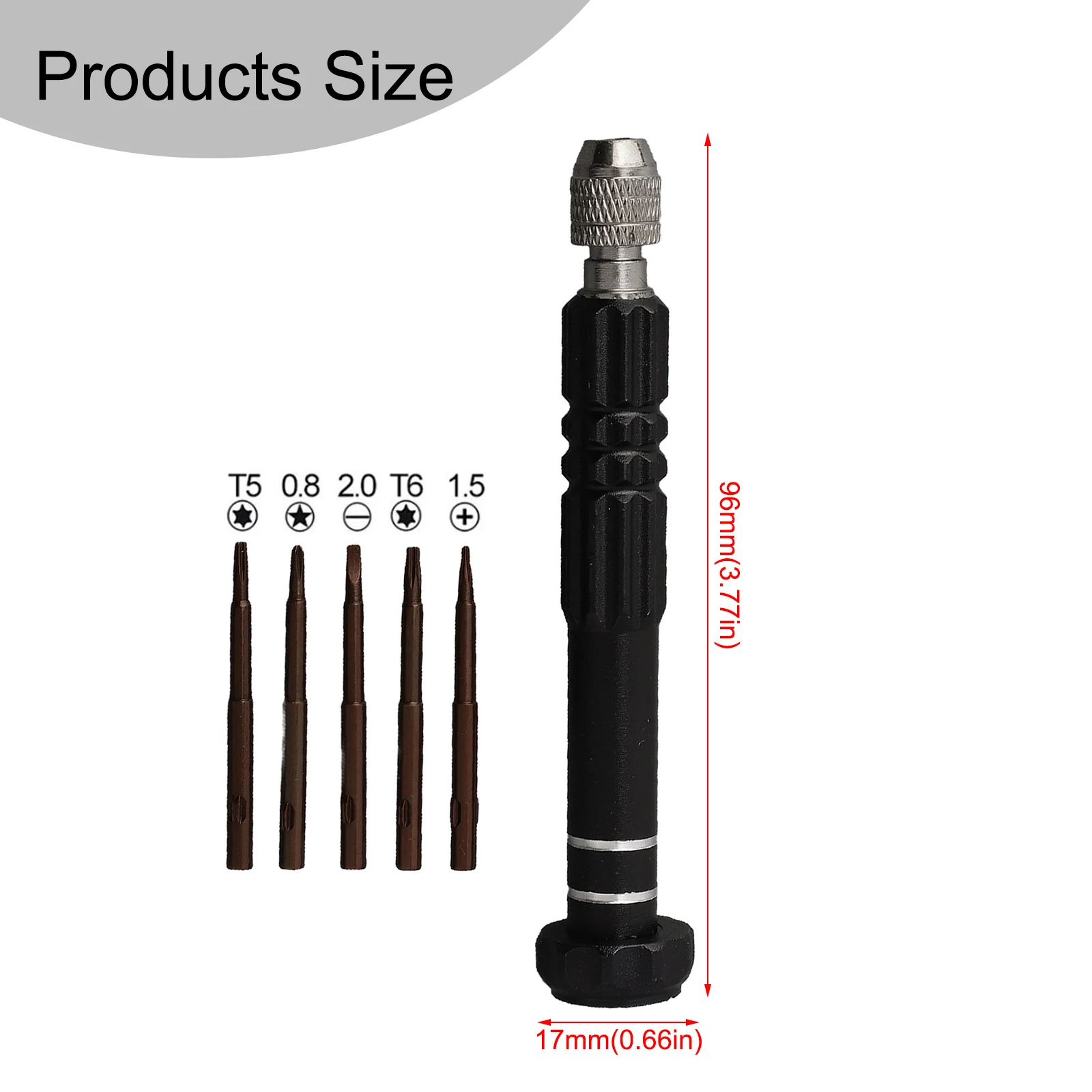 5 In 1 Magnetic Screwdriver 1.5/0.8/2.0/T5/T6 Torx Flat Cross Star Head Screw Driver Bits For Phone Watch PC Repair Kit