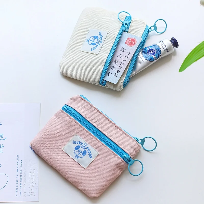 Double Layer Coin Purse Card Holder Earphone Key Lipsti Miscellaneous Items Bank Card Wallet Square ape Canvas Material