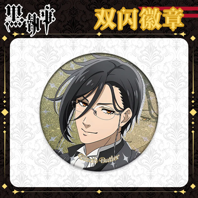 Black Butler Hot Anime Figures Ciel Phantomhive Metal Badge Character Sebastian Michaelis Exquisite Decor Pins Christmas Gift