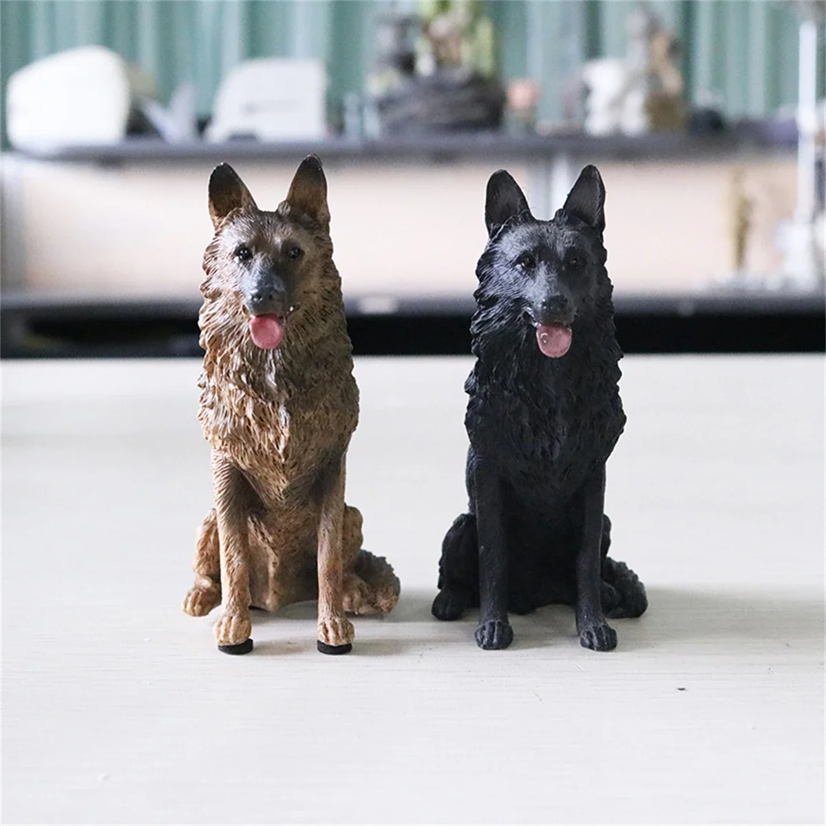 JJM Small German Shepherd Dog Pet Figure Animal Car Decoration Model Toys Gift Crafts Souvenirs Decor Vehicle Simulation Art