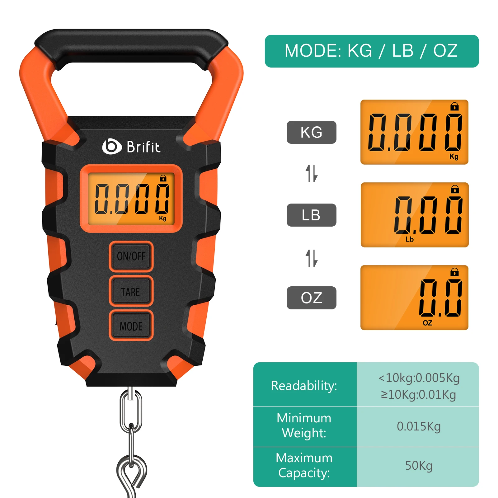 50Kg/10g Digital Fishing Scale with Fish Grip Ruler Waterproof Scales For Luggage Travel Weighing Steelyard Hanging Scale