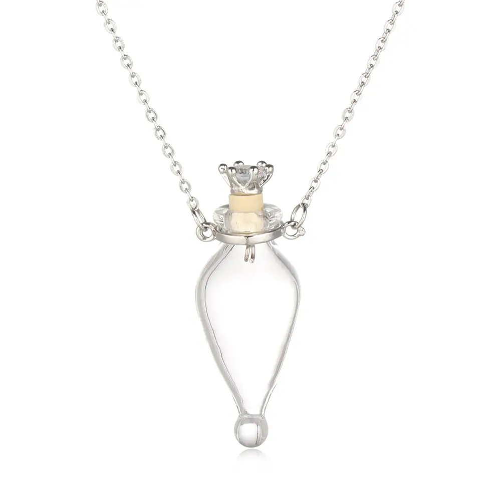 Openable Water Drop Heart Steel Chain Keepsake Essential Oil Pendant Memorial Jewelry Perfume Jewellery Glaze Vial Necklace