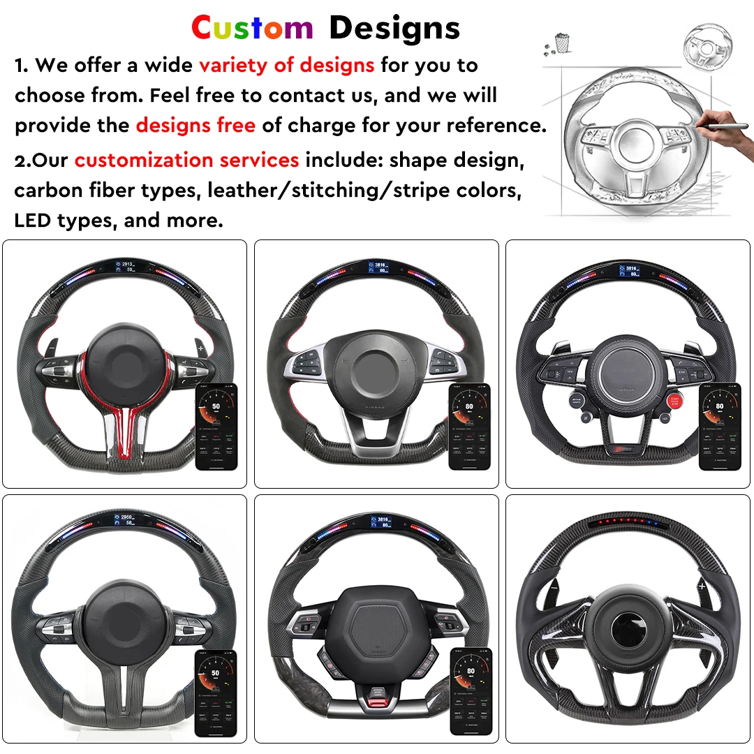 TDD Carbon Fiber customized smart Galaxy pro LED Steering Wheel for Hyundai SanteFe