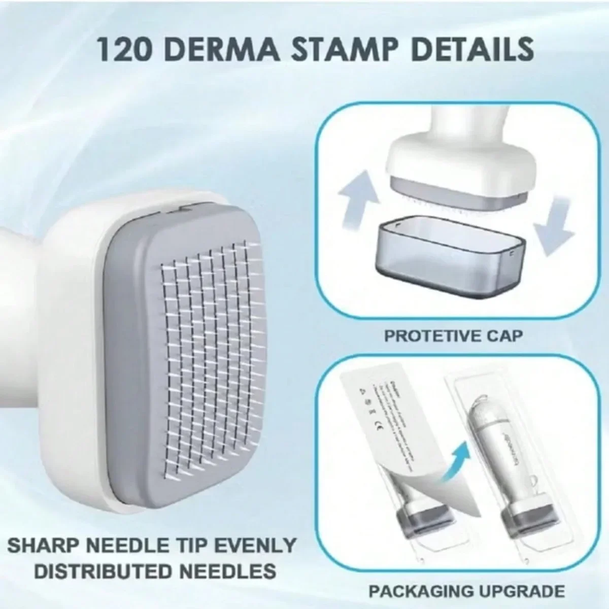 Bio 120 Nadeln 0,2 mm Derma Stamp, verstellbare Bio-Nadel, tragbares Hautpflegegerät für Gesicht, Kopfhaut, Bart und Körper – Detail 6