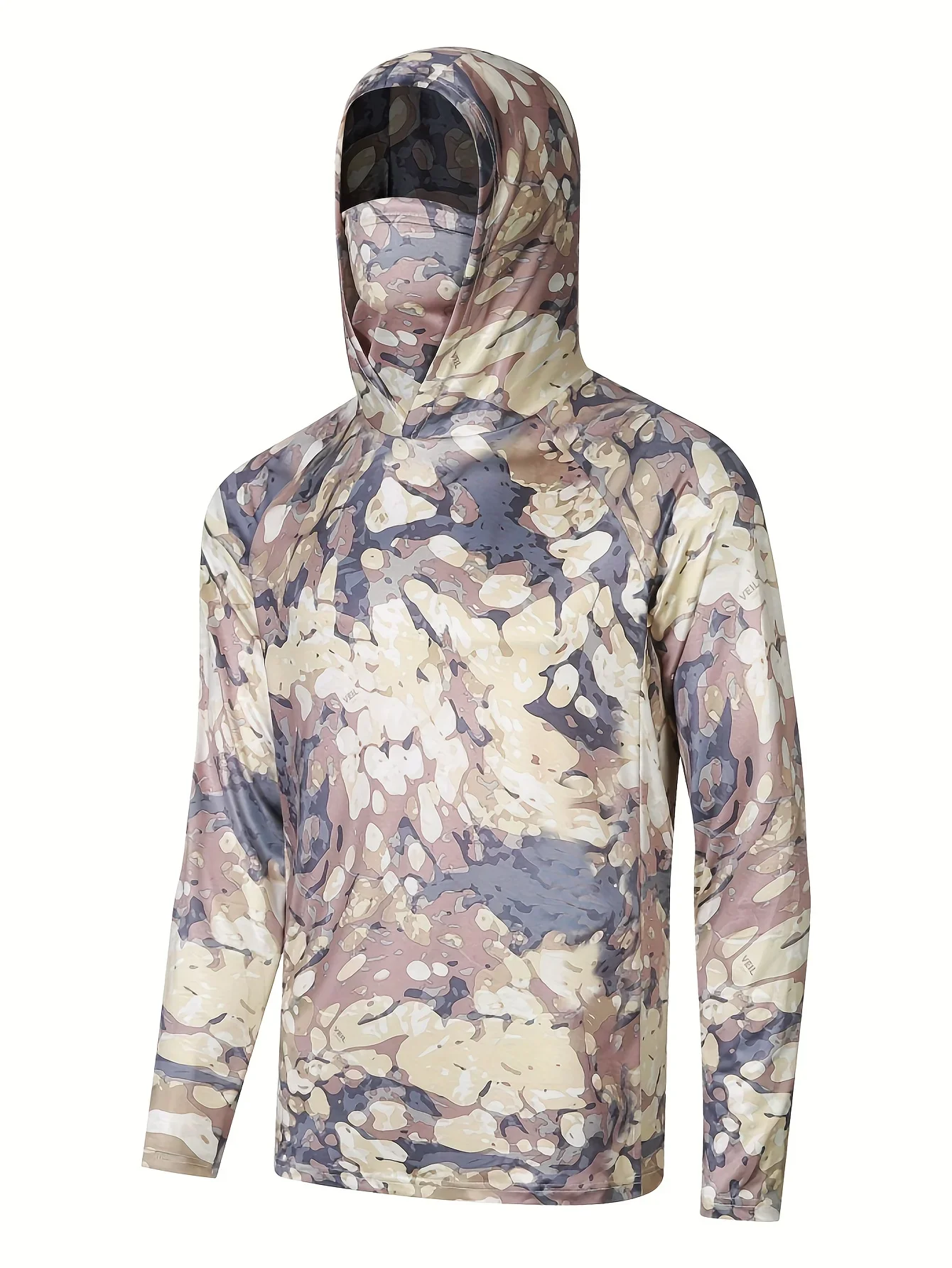 قمصان الصيد الرجال الشمس حماية هوديي قناع الكل في واحد ملابس الصيد Ropa Pesca الصيد التخييم الصيد تي شيرت Upf 50 +