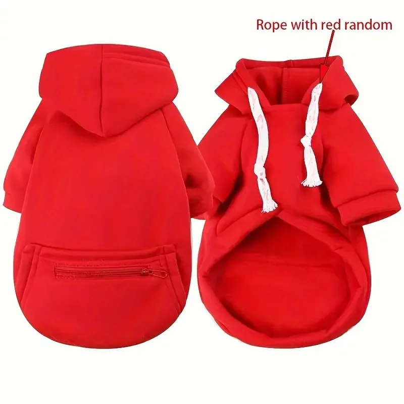 1pc Dog Hoodie With Zipper Pocket, Pet Fleece Sweatshirt For Medium Dogs Autumn And Winter Clothes