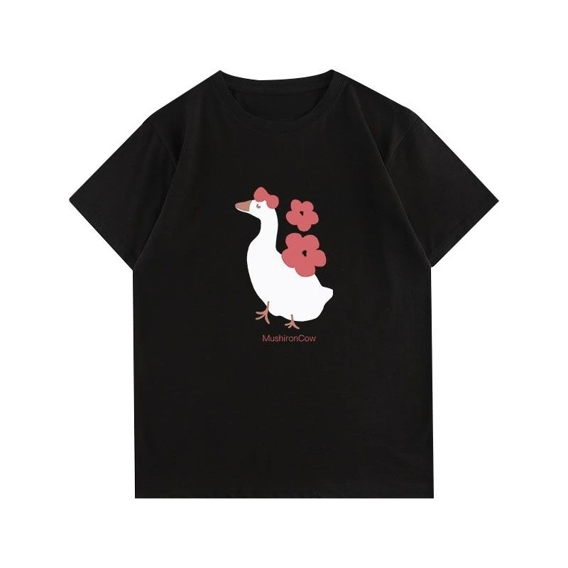 

Новая удобная футболка из чистого хлопка с короткими рукавами и принтом Big Goose в американском стиле для любителей женщин