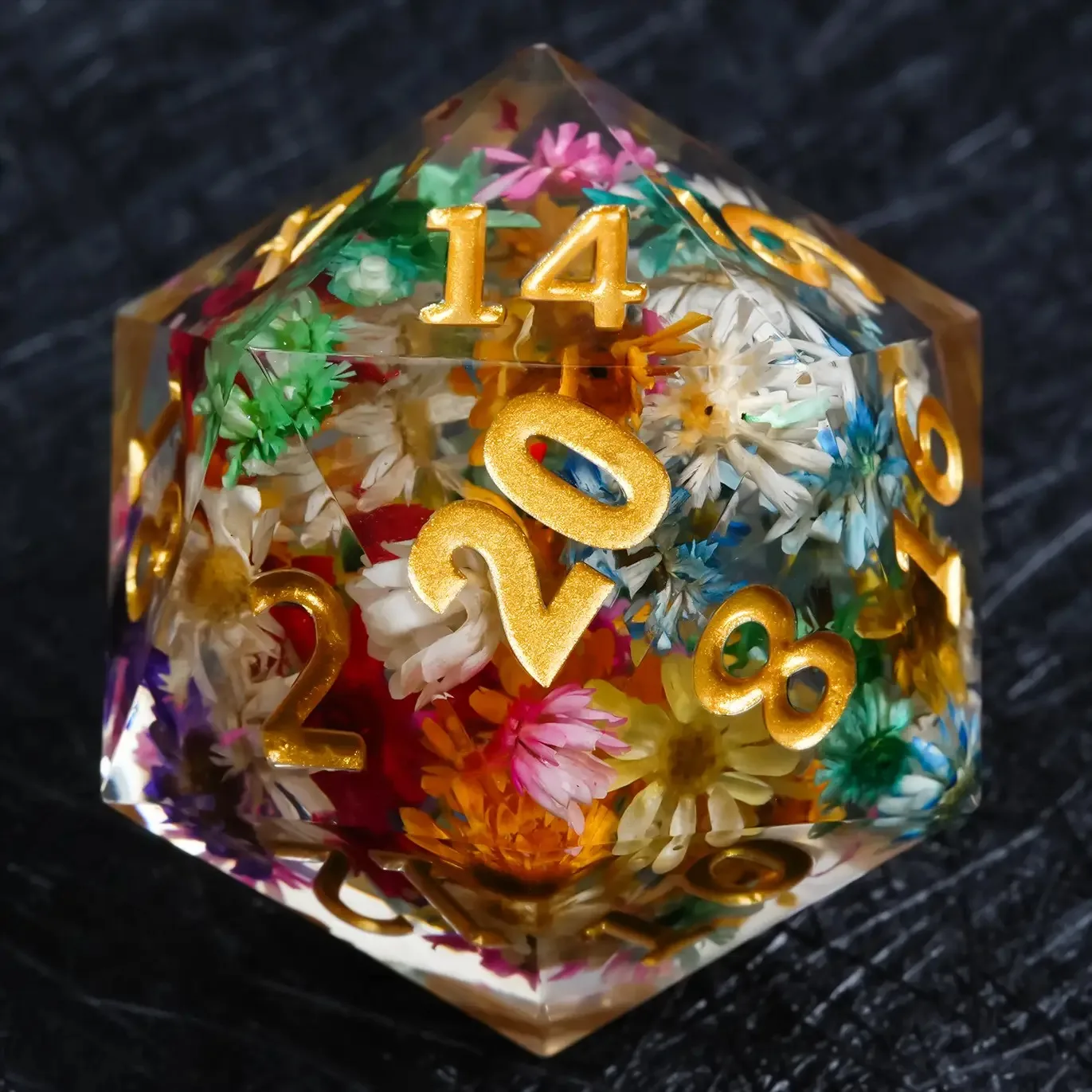 35mm D20 DND Dice Black Cat Purple Word Resin Dice Sharp Edge Handmade Polyhedral Cat Resin Dice for Multi-Sided RPG