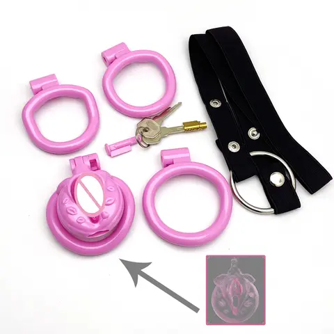 Chastity Lock Cock Cage Male Chastity Devices Lock 4 Rings The Man Plays The Woman Role-playing Flirting Couple Adult Sex Toys