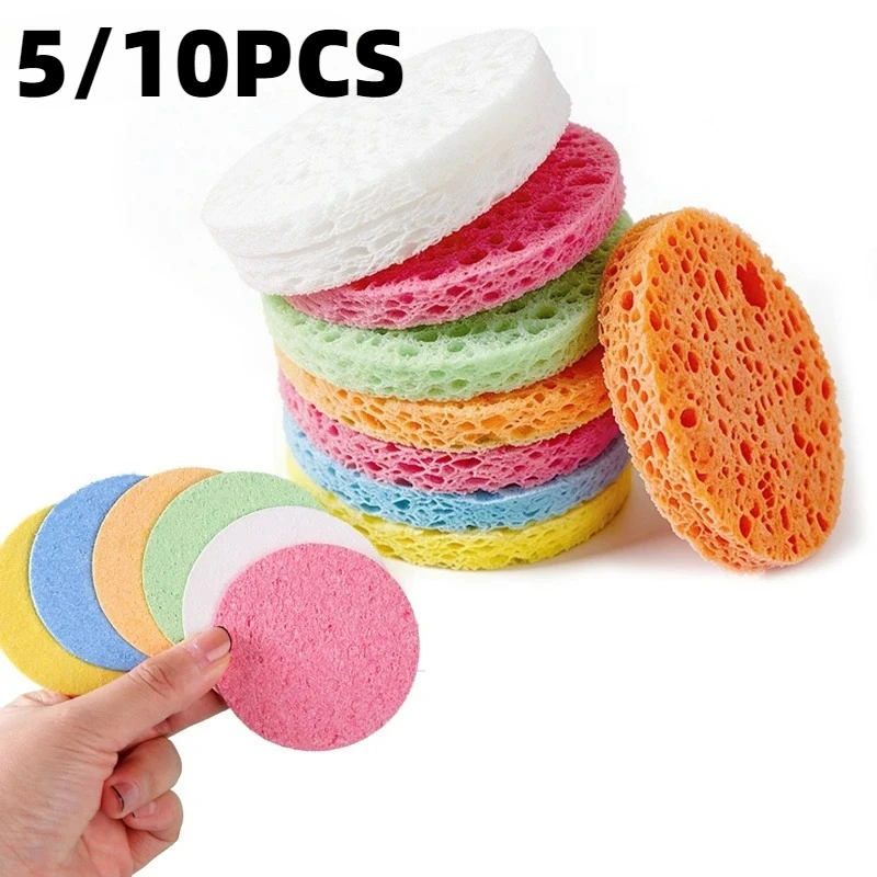 Compress Face Wash Puff Natural Wood Pulp Sponge Face Wash Portable Daily Cleansing Makeup Removal Cleansing Dishwashing Sponge