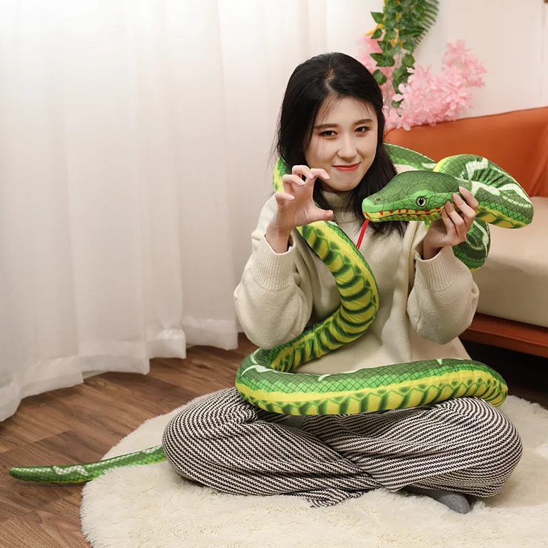 400CM Lifelike Python Snake Plush Toy Giant Boa Cobra Long Stuffed Snake Plushie Pillow Children Boys Gift Home Decoration Gift