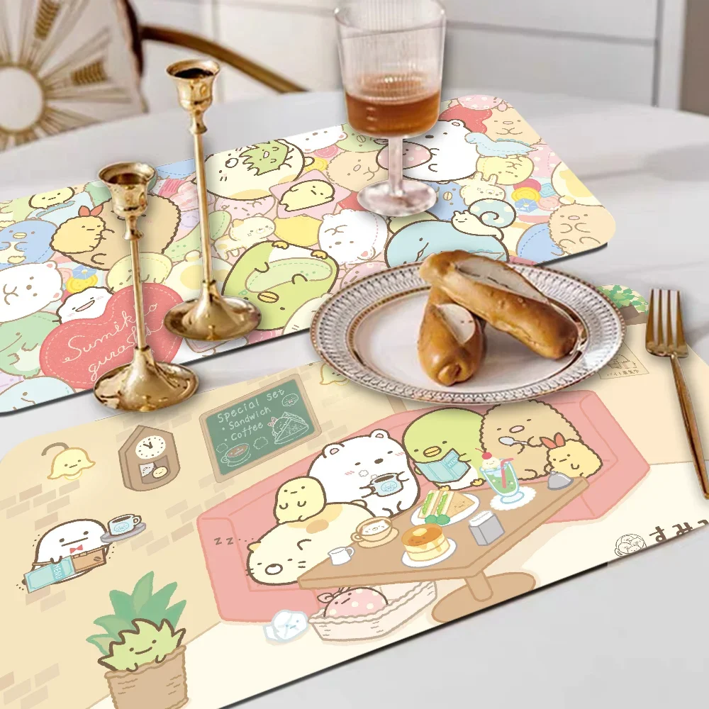 Kawai Sumikko Gurashi Coffee Dish Quick Drying Kitchen Absorbent Drained Placemat For Table Bathroom Kitchen Draining Pads