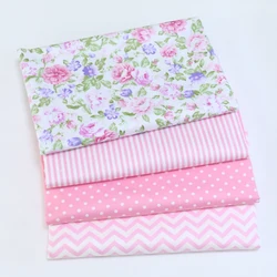 160x50cm Pink Sweet Sewing Fabric, Making Pure Cotton Pajamas Dress Printed Rose Dots Striped Cloth