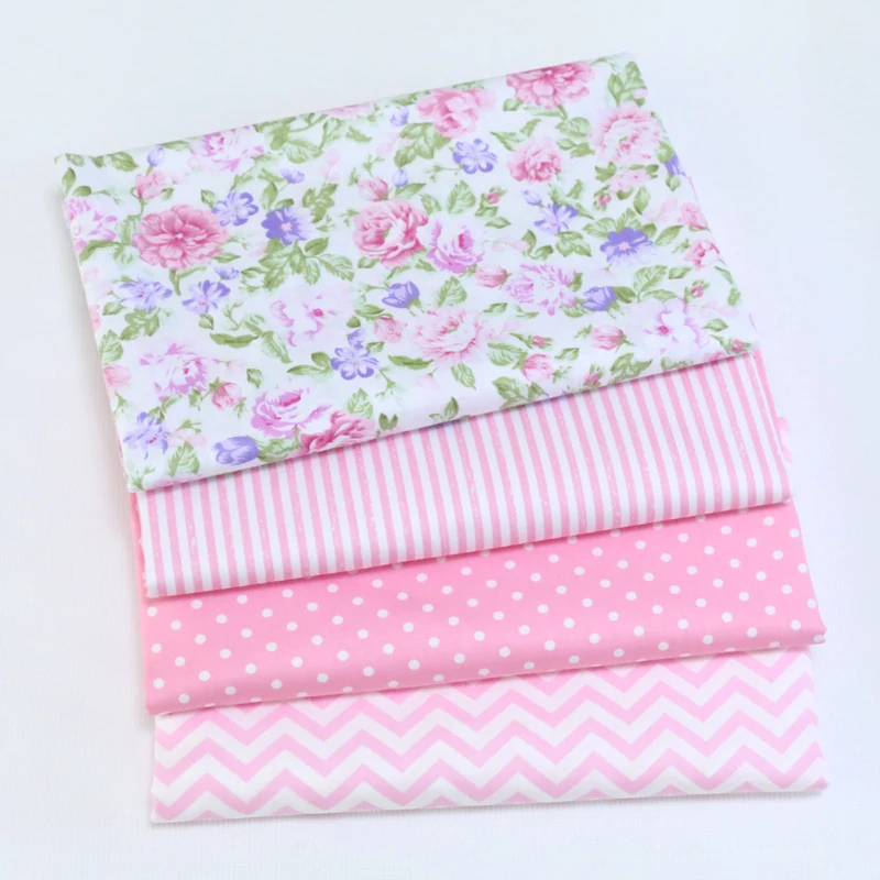 160x50cm Pink Sweet Sewing Fabric, Making Pure Cotton Pajamas Dress Printed Rose Dots Striped Cloth