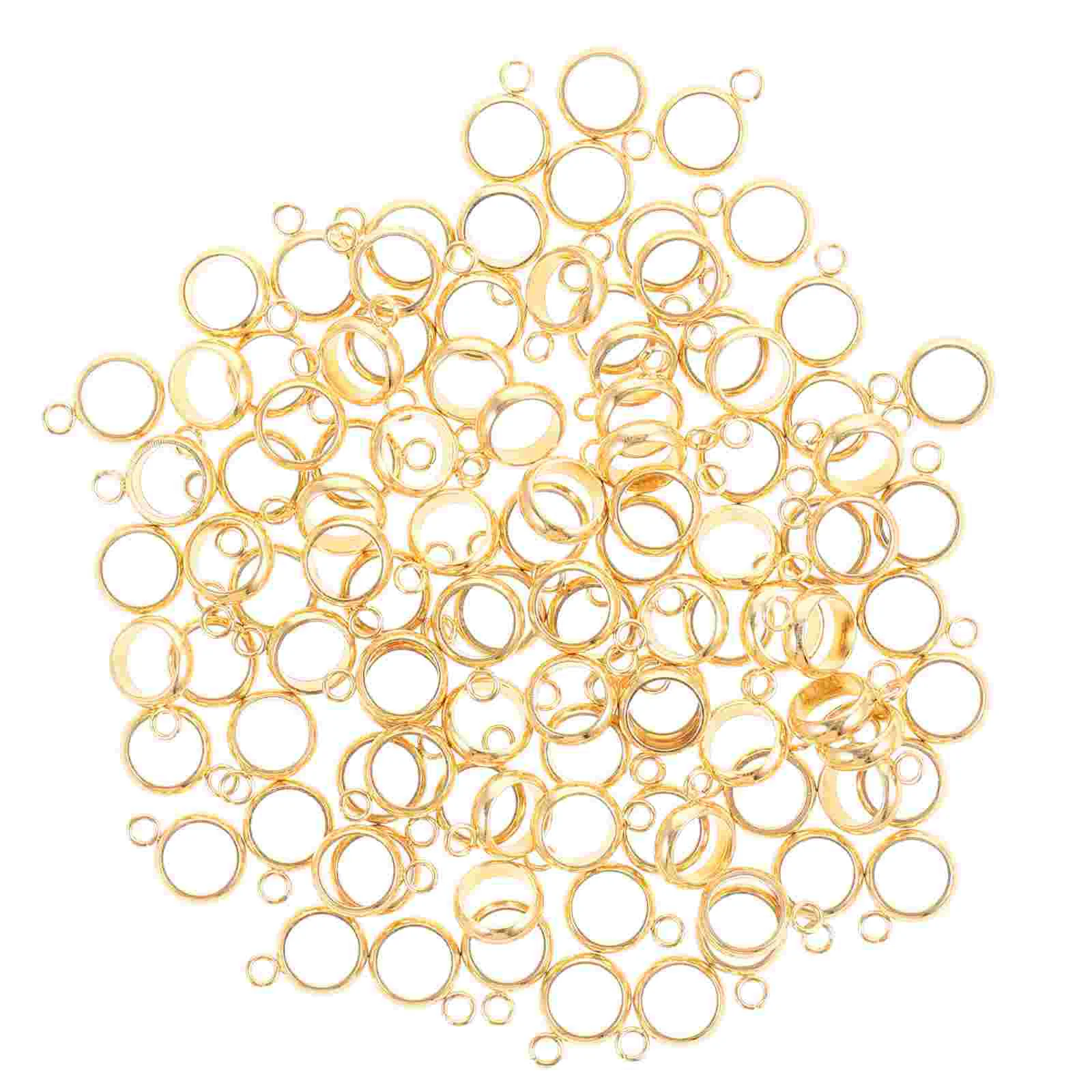 

100 Pcs The Ring Stainless Steel Positioning Beads Bracelet Bail Jewelry Craft Making Loop DIY Golden