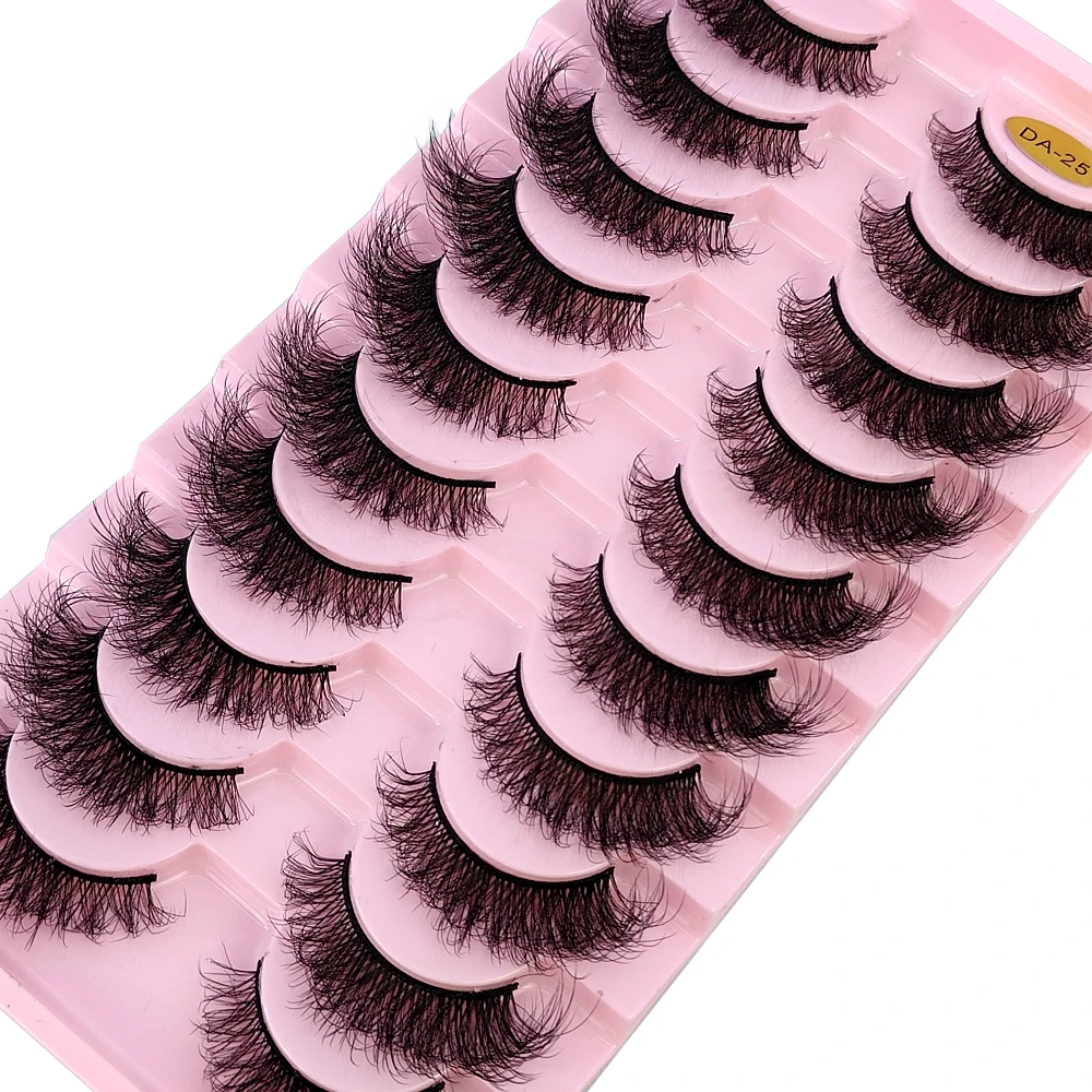 HBZGTLAD 10Pairs 3D Faux Mink Hair False Eyelashes Natural Messy Eyelash Crisscross Wispy Fluffy Lashes Extension Big Eye Makeup