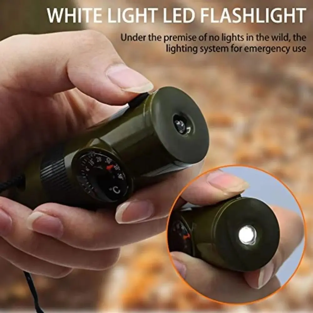 

7-в-1 аварийный свисток для выживания, компас, высокий децибел, уличный свисток для выживания, многофункциональный портативный аварийный свисток 7-в-1