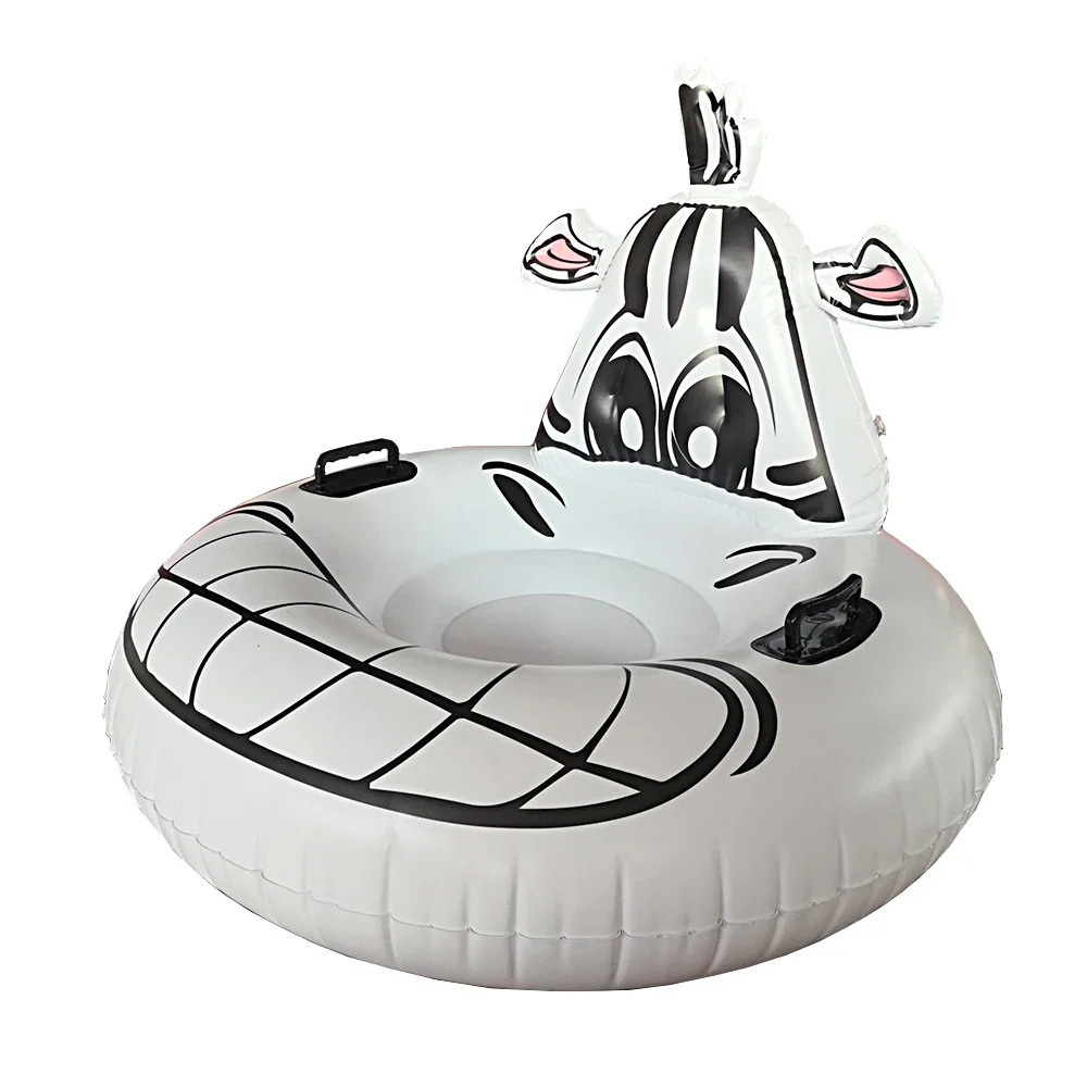 Animal Cow Rider on toys Winter Snow Tube Inflatable Snow Sled with Backrest & Reinforced Handles for Kids and Adults