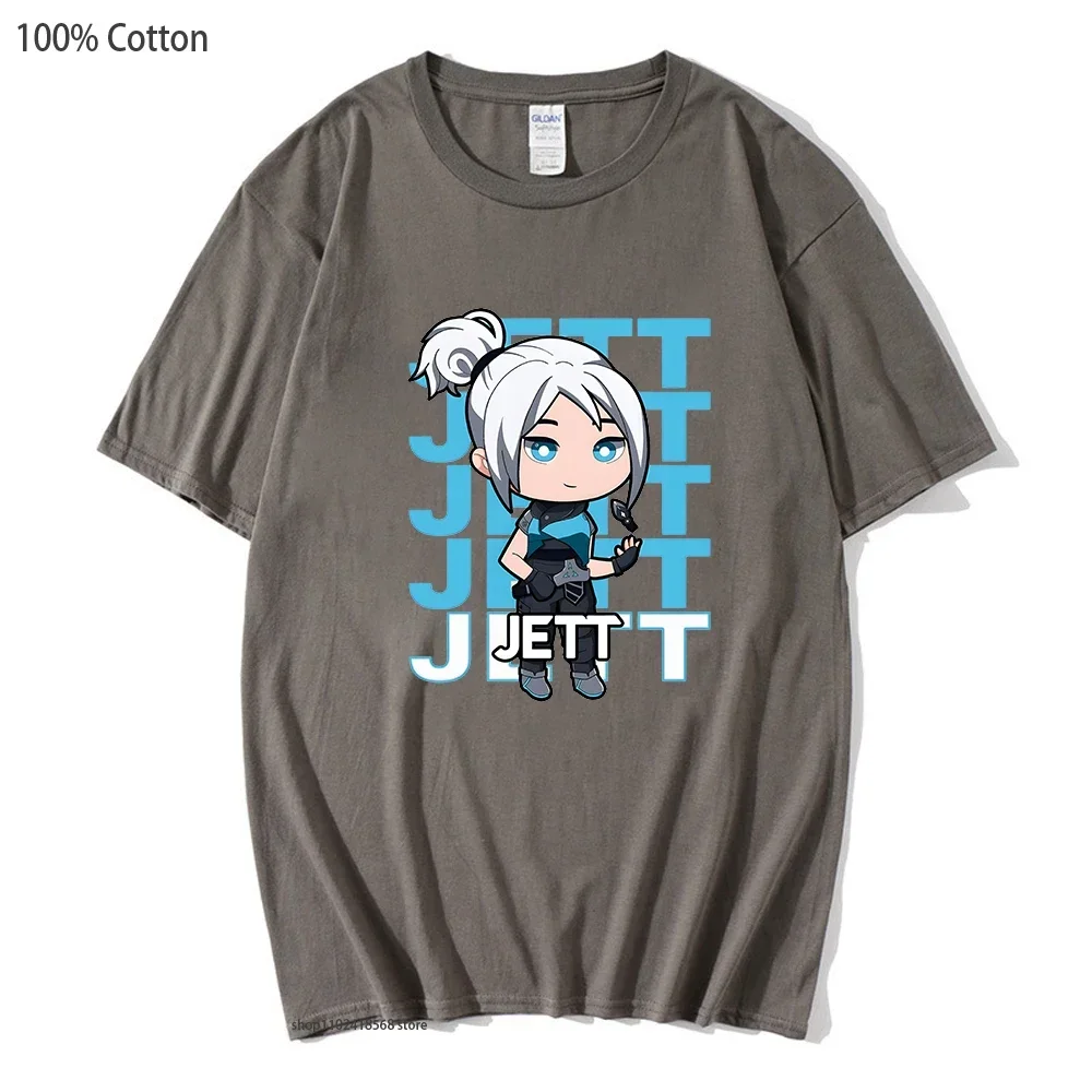 Jett Graphic Tshirt Valorant Clothes Cartoon Streetwear Men Harajuku T-Shirts Loose Tracksuit Euro Size Women Anime Black Tees