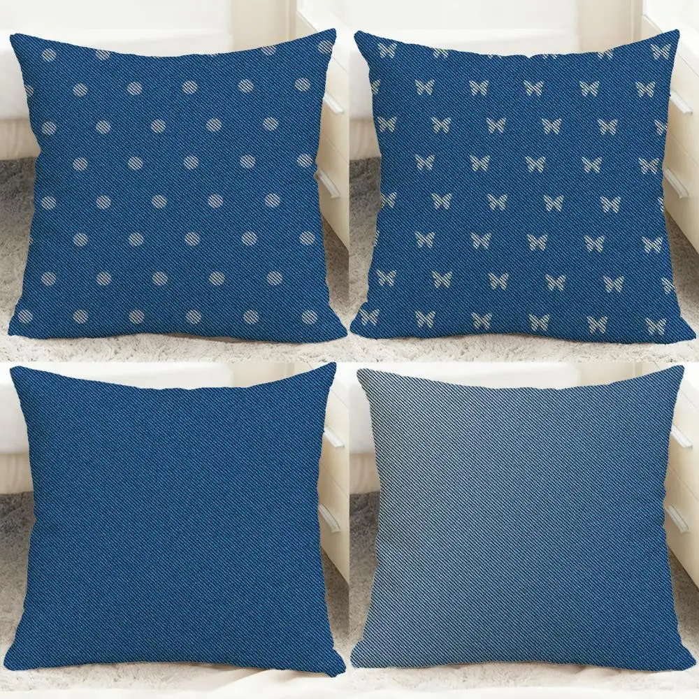Denim Texture Cushion Cover Comfortable Reversible Pillow Cover Ideal for Car Sofa Bedroom & Beyond