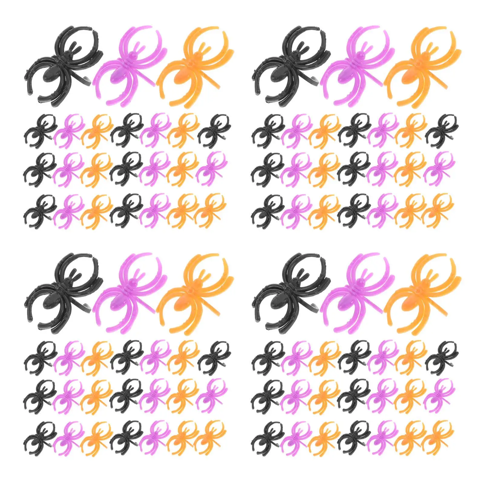 

4pcs Set of 4 Colorful Spider Ghost Birthday Decorations Ring Creepy Plastic Halloween Fake Spiders Spider-shaped