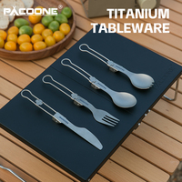 PACOONE Camping Titanium Spork Spoon Outdoor Lightweight Fork Tableware Portable Picnic Hiking Travelling Ultralight Dinnerware