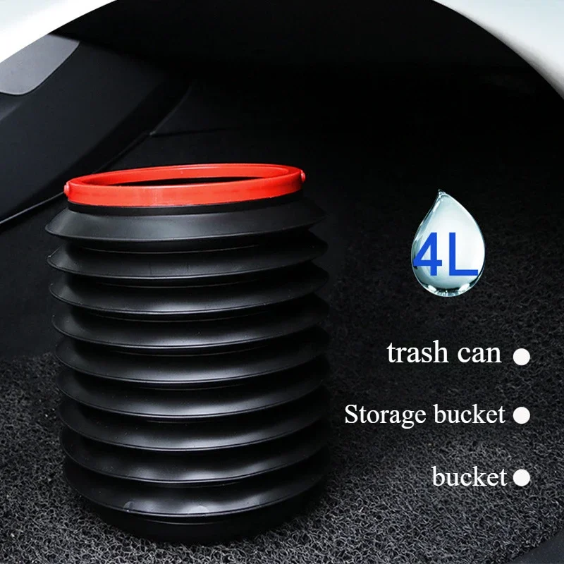 

Car Trash Can Mini Foldable Car Trash Bin with 4L Expandable Water Bucket Creative Storage Organizer for Vehicle Interior