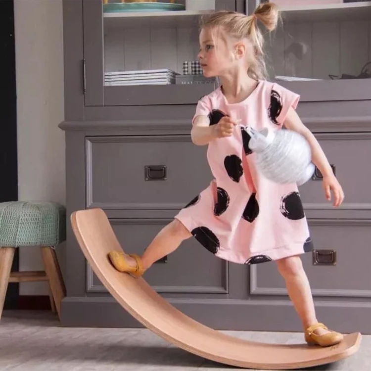 Children's Yoga Fitness Indoor Wooden Swing Balance Board - Eco-Friendly Plywood for Full Body Exercise