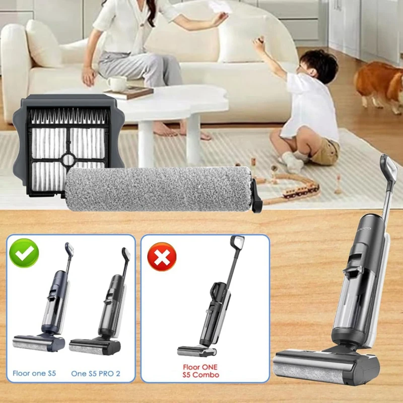 Kit de pièces de rechange pour aspirateur sans fil Tineco Floor ONE, rouleaux de brosse et livre HEPA, S5, S5, Pro2