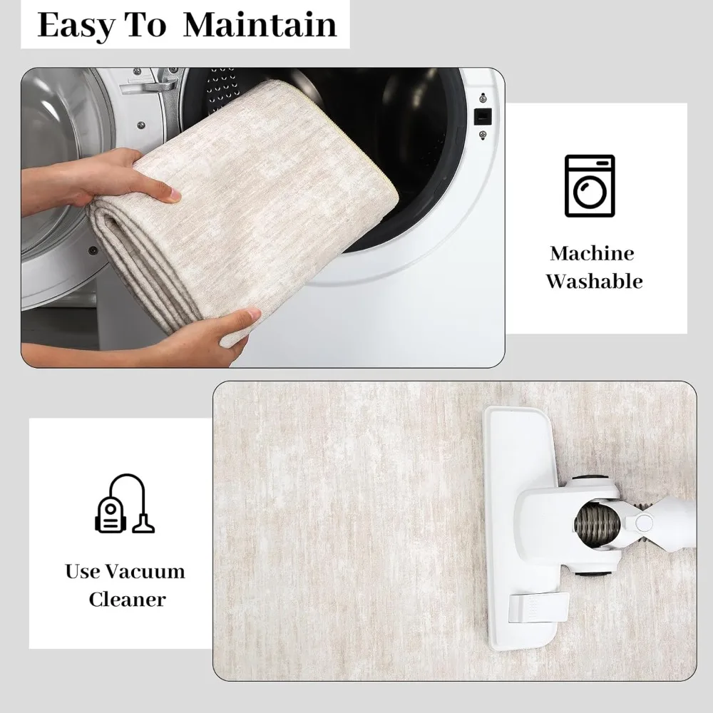 سجادة منطقة غرفة المعيشة من RUGSREAL مقاس 9 × 12، سجادة قابلة للغسل في الغسالة، سجادة غير قابلة للانزلاق ومقاومة للبقع، سجادة غرفة نوم تجريدية حديثة معاصرة #4